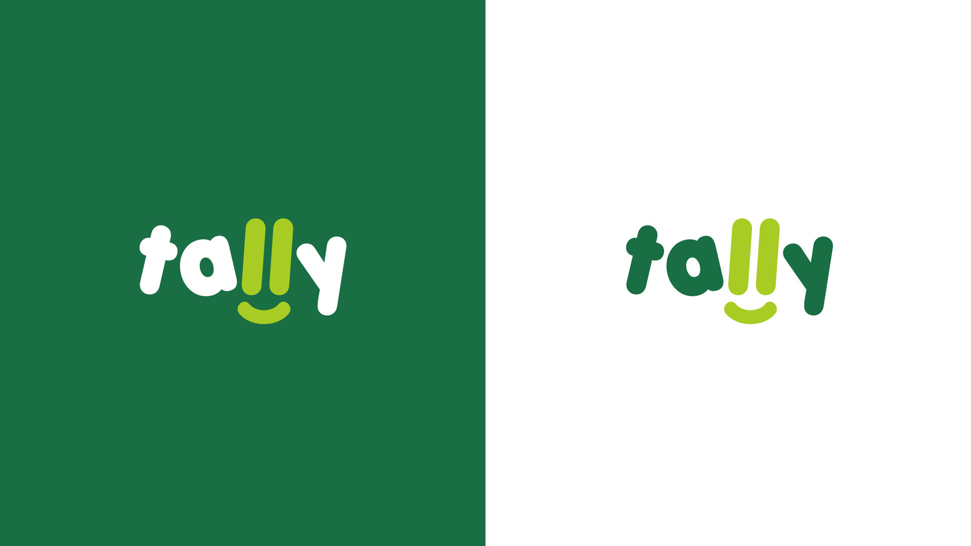 Tally wordmark: light and dark variants side by side.