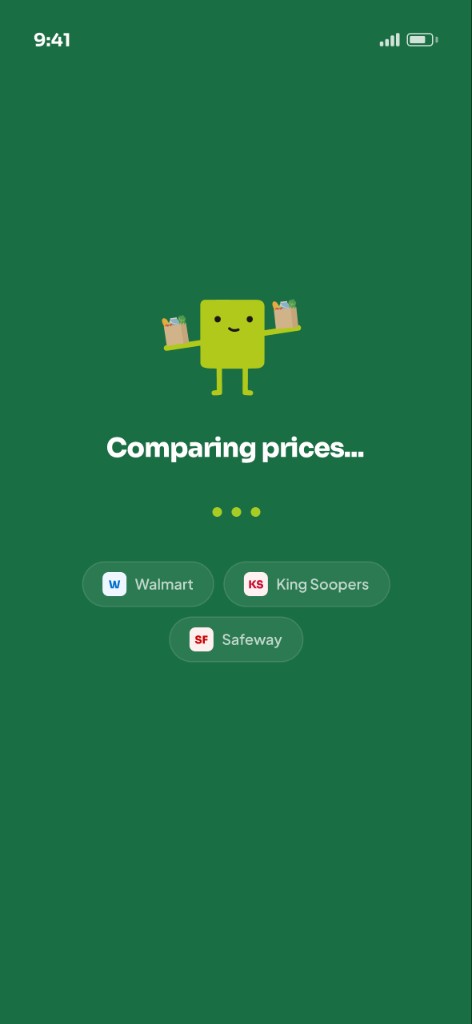 Loading state while comparing prices across stores.